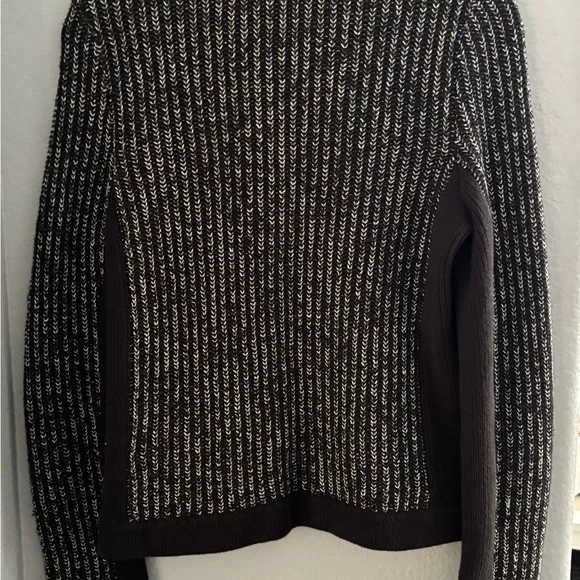 RAG AND BONE Black & White Tweed Blazer w/Textured Knit & Leather detail: Size S